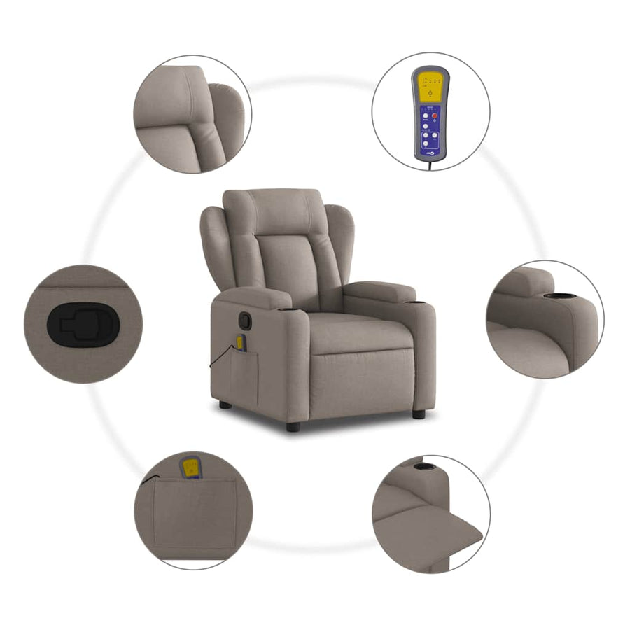 Massagestoel Taupe Stof