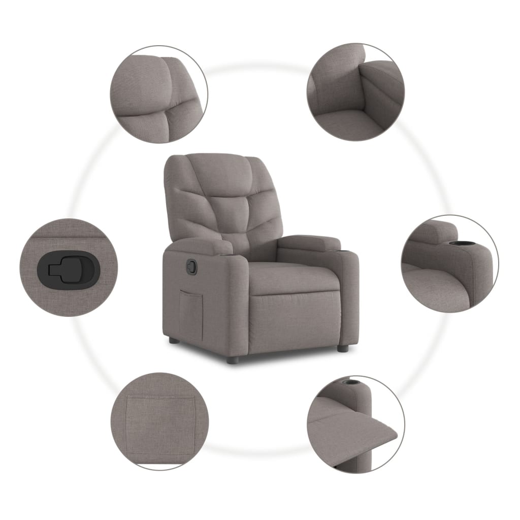 Fauteuil Verstelbaar Stof Taupe Nee Handmatig verstelbaar
