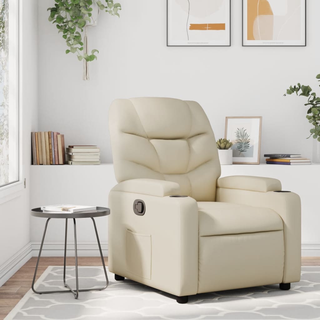 Fauteuil Verstelbaar Kunstleer Kleurig Crème Nee Handmatig verstelbaar