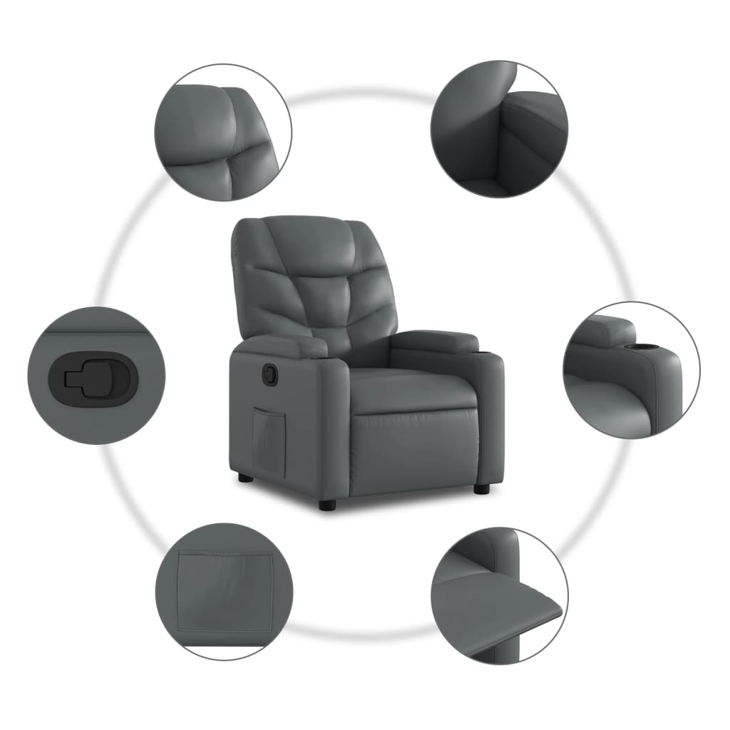 Fauteuil Verstelbaar Kunstleer Grijs Nee Handmatig verstelbaar
