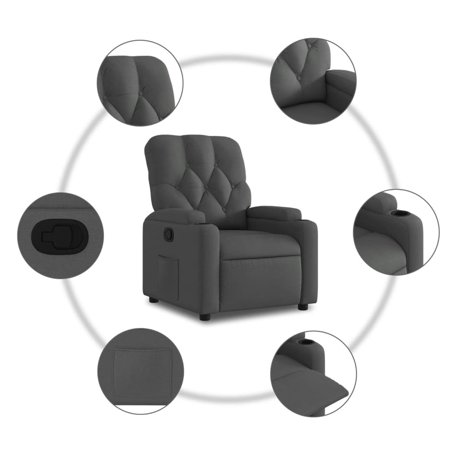 Fauteuil Verstelbaar Stof Donkergrijs Nee Handmatig verstelbaar