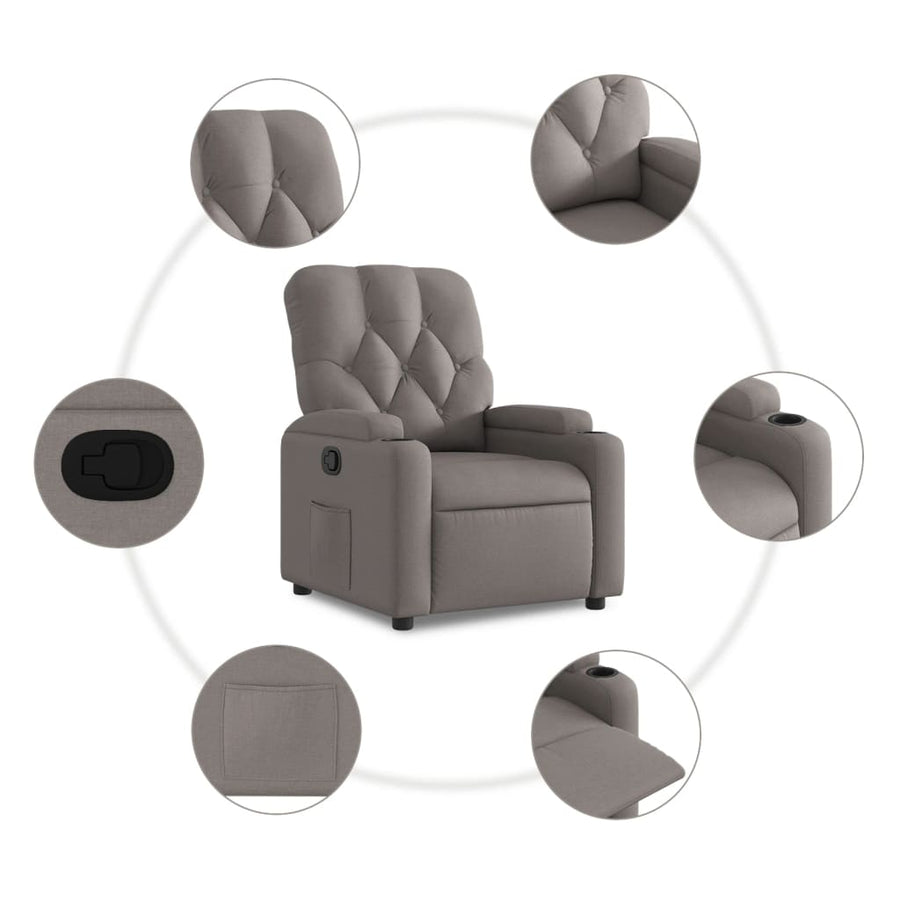 Fauteuil Verstelbaar Stof Taupe Nee Handmatig verstelbaar