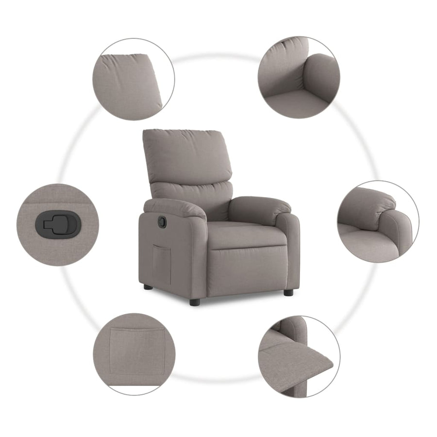 Fauteuil Verstelbaar Stof Taupe Nee Handmatig verstelbaar