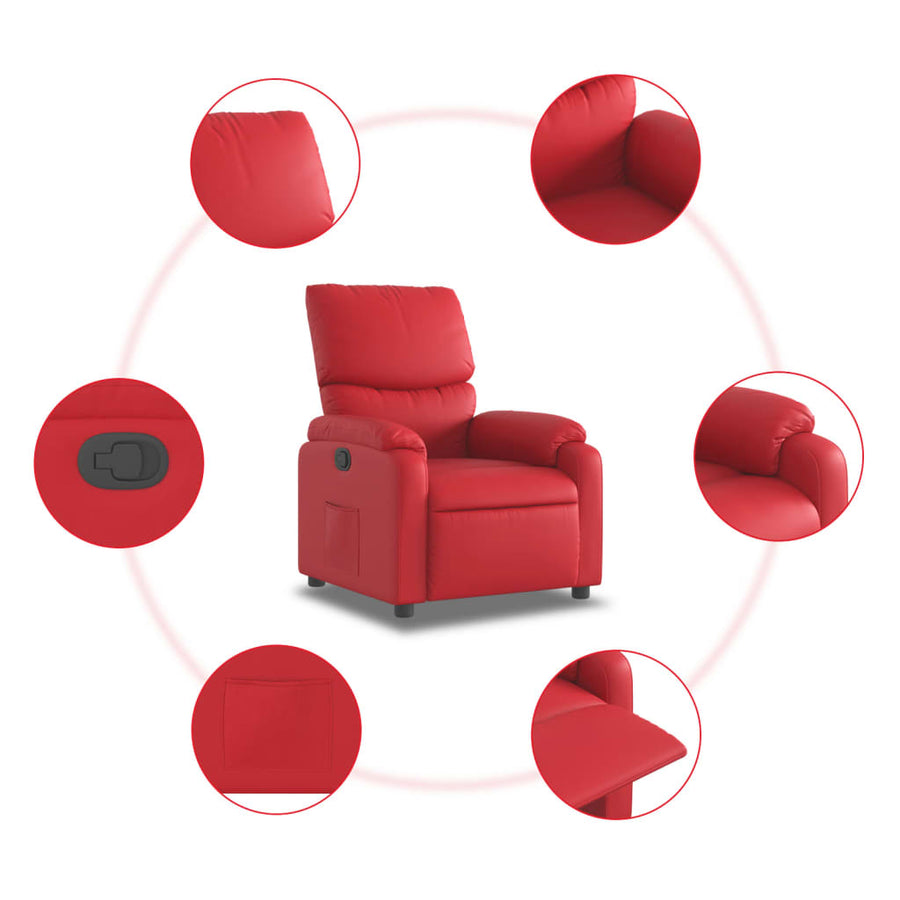 Fauteuil Verstelbaar Kunstleer Rood Nee Handmatig verstelbaar