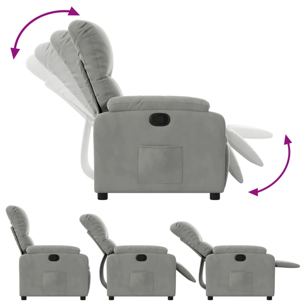 Fauteuil verstelbaar microvezelstof lichtgrijs