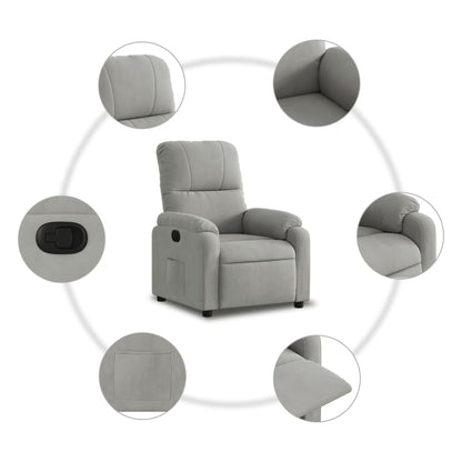 Fauteuil verstelbaar microvezelstof lichtgrijs
