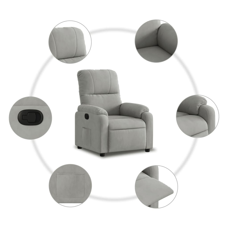 Fauteuil verstelbaar microvezelstof lichtgrijs