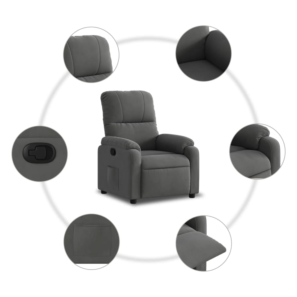 Fauteuil verstelbaar microvezelstof donkergrijs