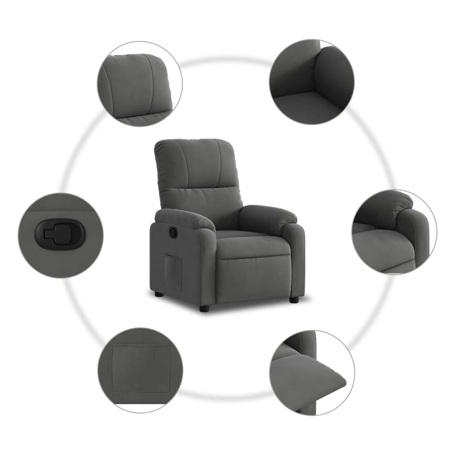 Fauteuil verstelbaar microvezelstof donkergrijs