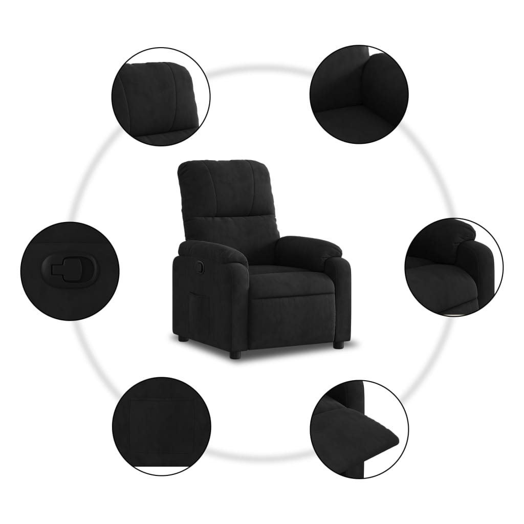 Fauteuil verstelbaar microvezelstof zwart
