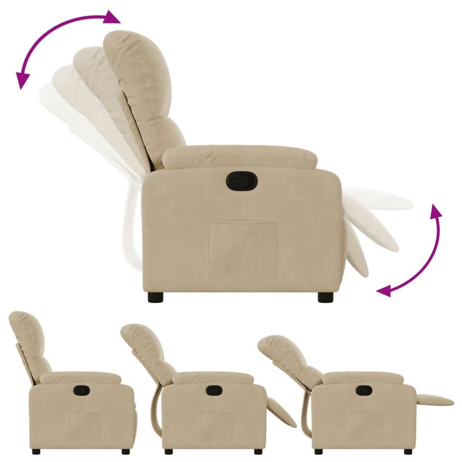 Fauteuil verstelbaar microvezelstof crèmekleurig