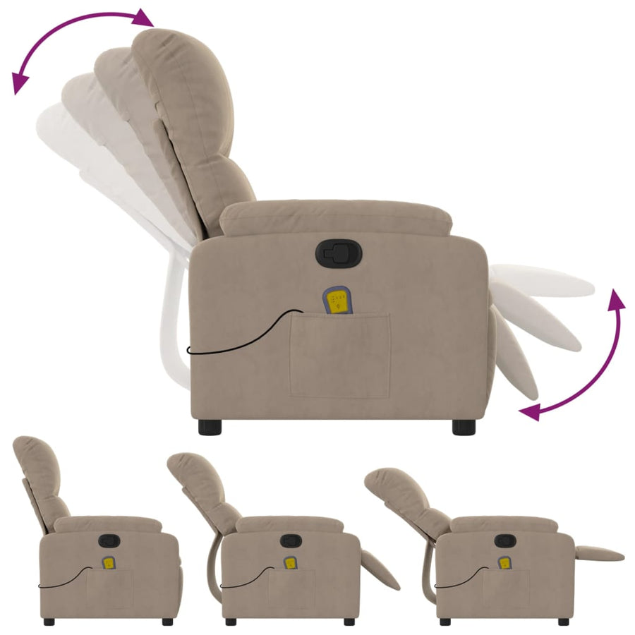 Massagestoel Microvezelstof Taupe Handmatig verstelbaar