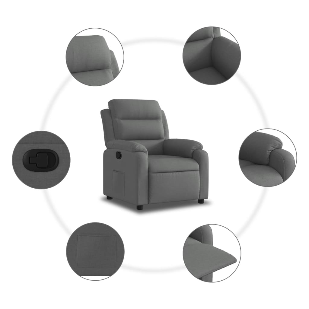 Fauteuil Verstelbaar Stof Donkergrijs Nee Handmatig verstelbaar