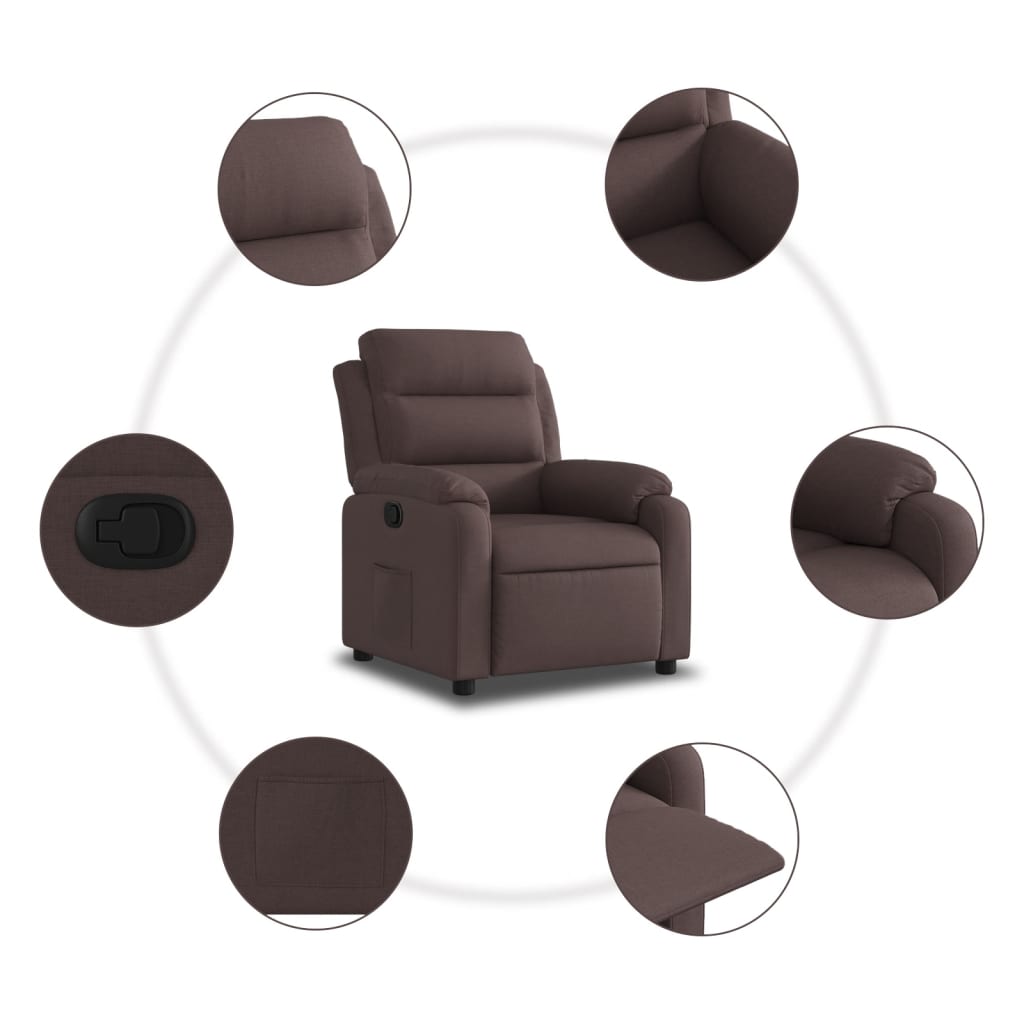 Fauteuil verstelbaar stof donkerbruin