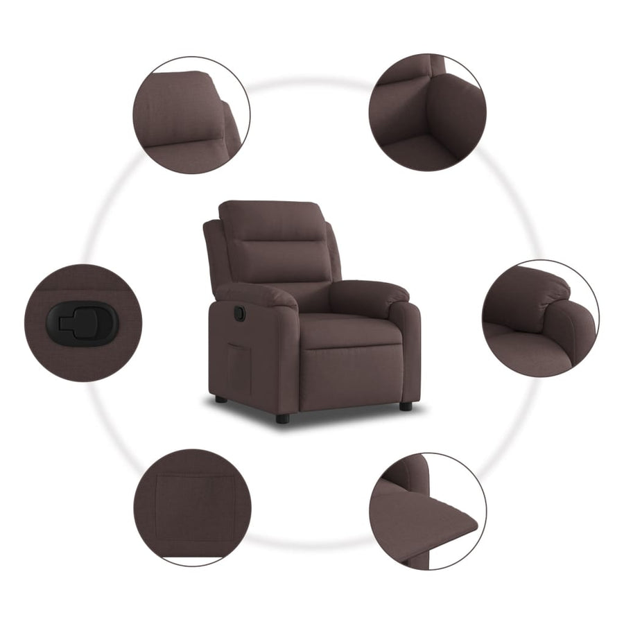 Fauteuil verstelbaar stof donkerbruin