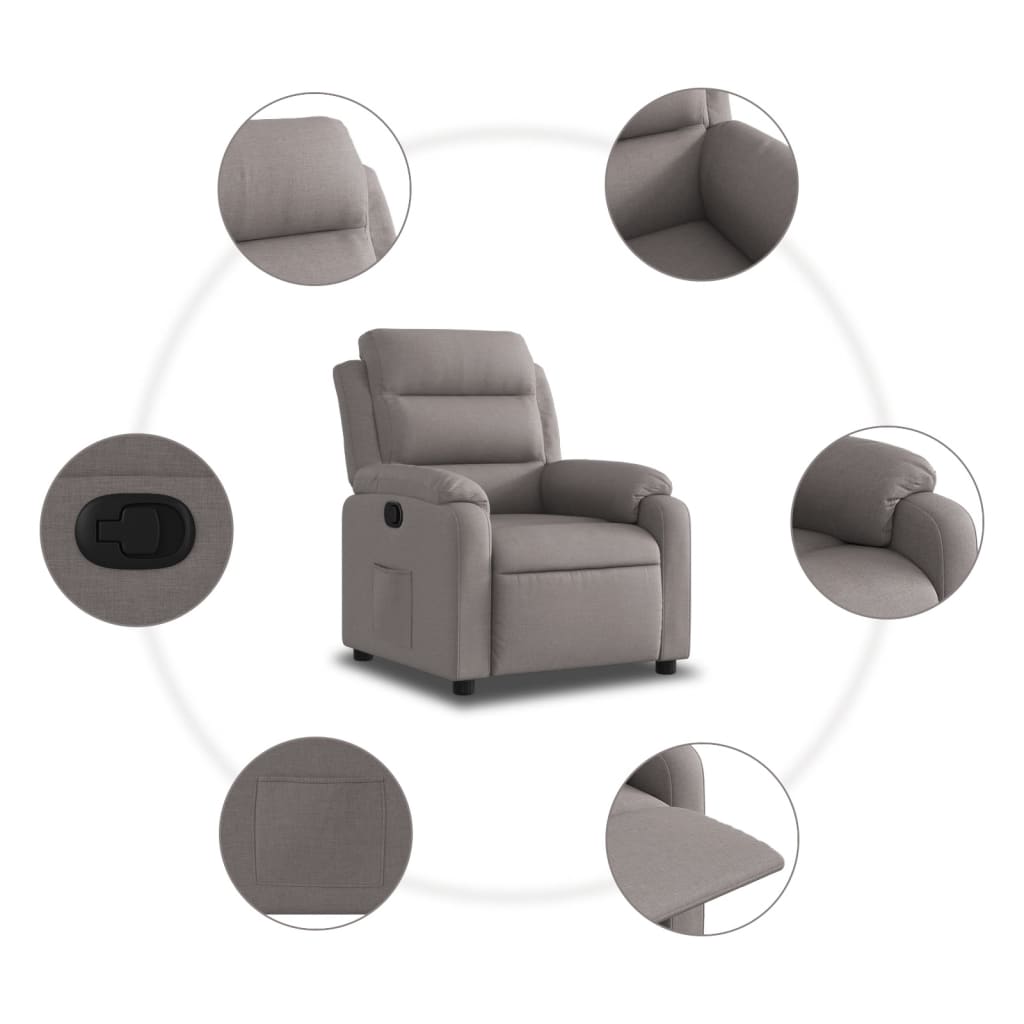 Fauteuil Verstelbaar Stof Taupe Nee Handmatig verstelbaar