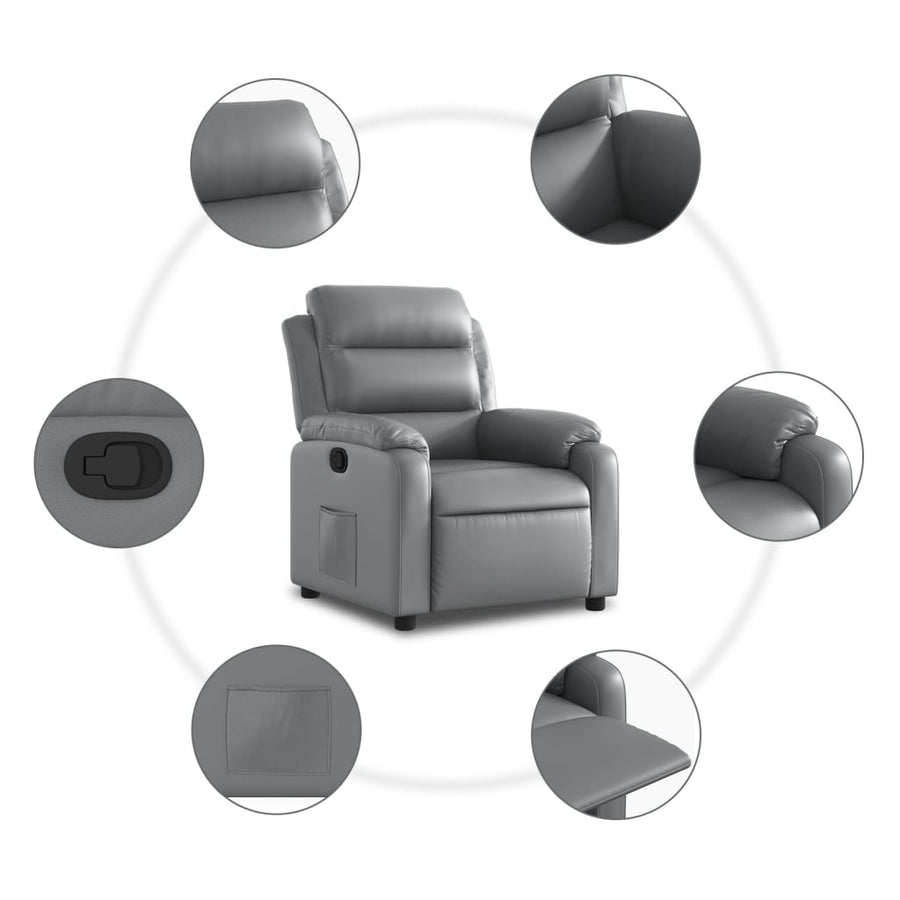 Fauteuil verstelbaar kunstleer grijs
