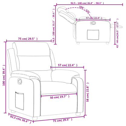 Fauteuil verstelbaar fluweel bruin