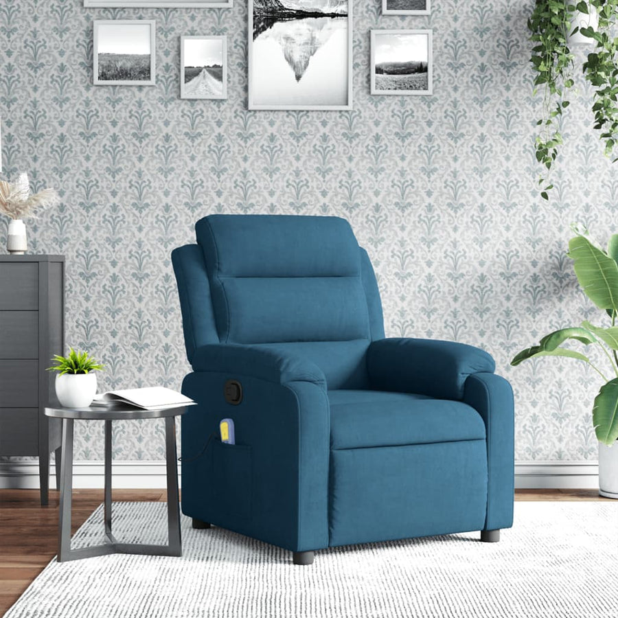 Massagestoel Verstelbaar Fluweel Blauw Ja Handmatig verstelbaar
