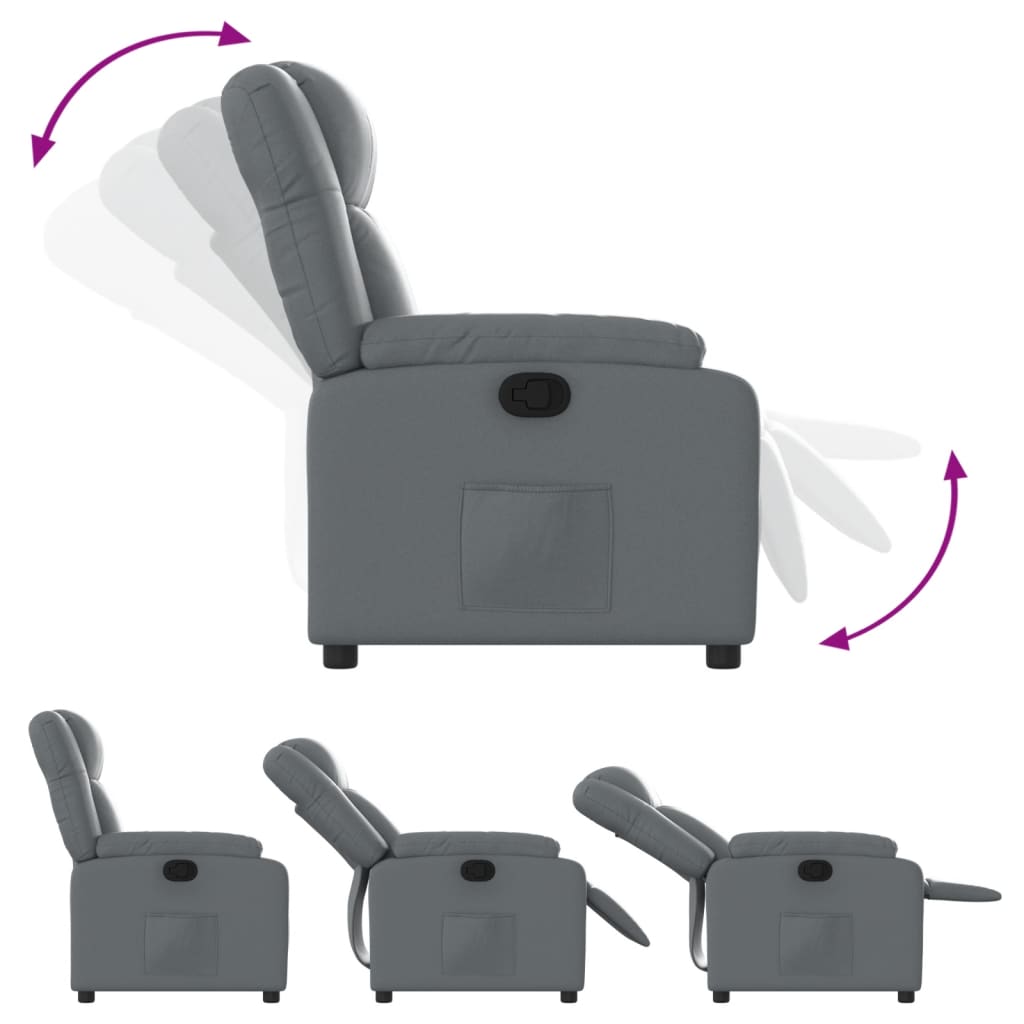 Fauteuil verstelbaar kunstleer grijs
