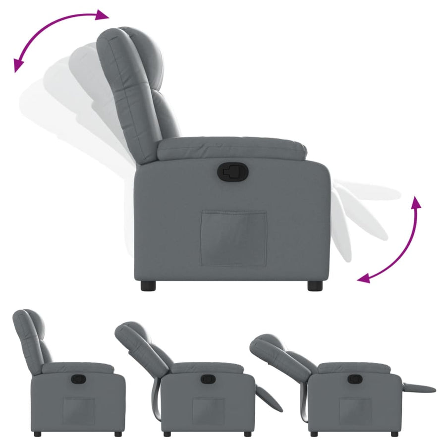 Fauteuil verstelbaar kunstleer grijs