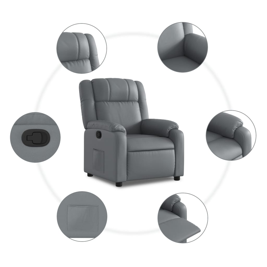 Fauteuil verstelbaar kunstleer grijs