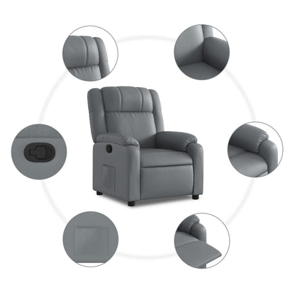 Fauteuil verstelbaar kunstleer grijs