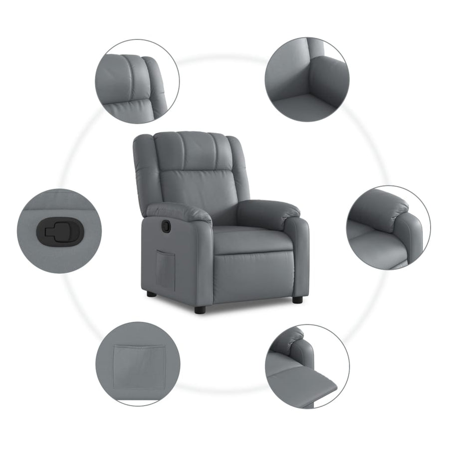 Fauteuil verstelbaar kunstleer grijs