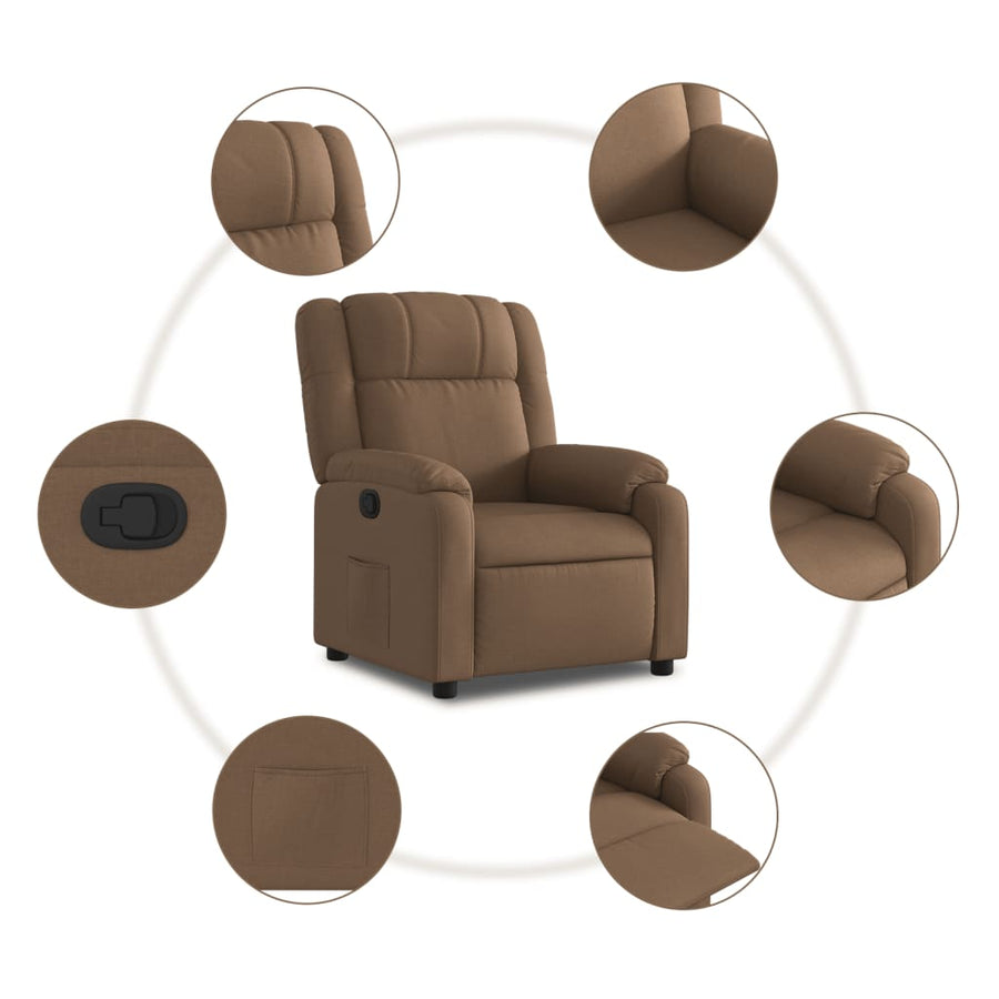 Fauteuil verstelbaar stof bruin