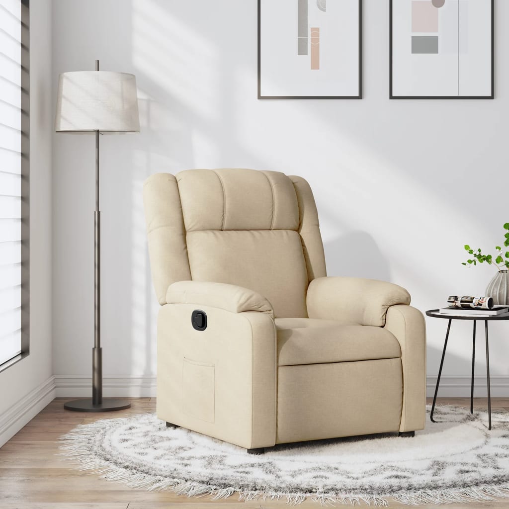 Fauteuil verstelbaar stof crèmekleurig