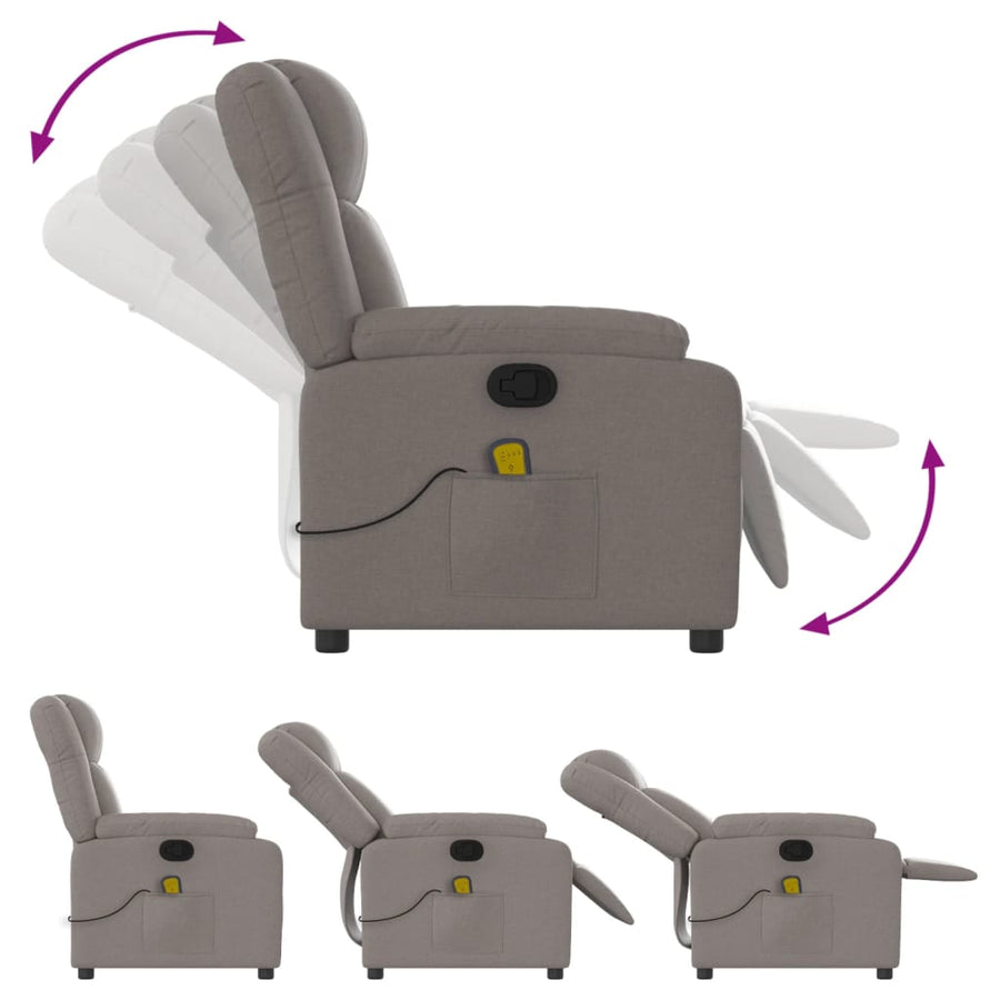 Massagestoel verstelbaar stof taupe
