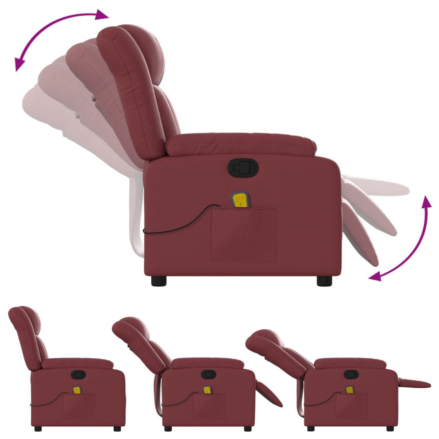 Massagestoel Verstelbaar Kunstleer Wijnrood Ja Handmatig verstelbaar
