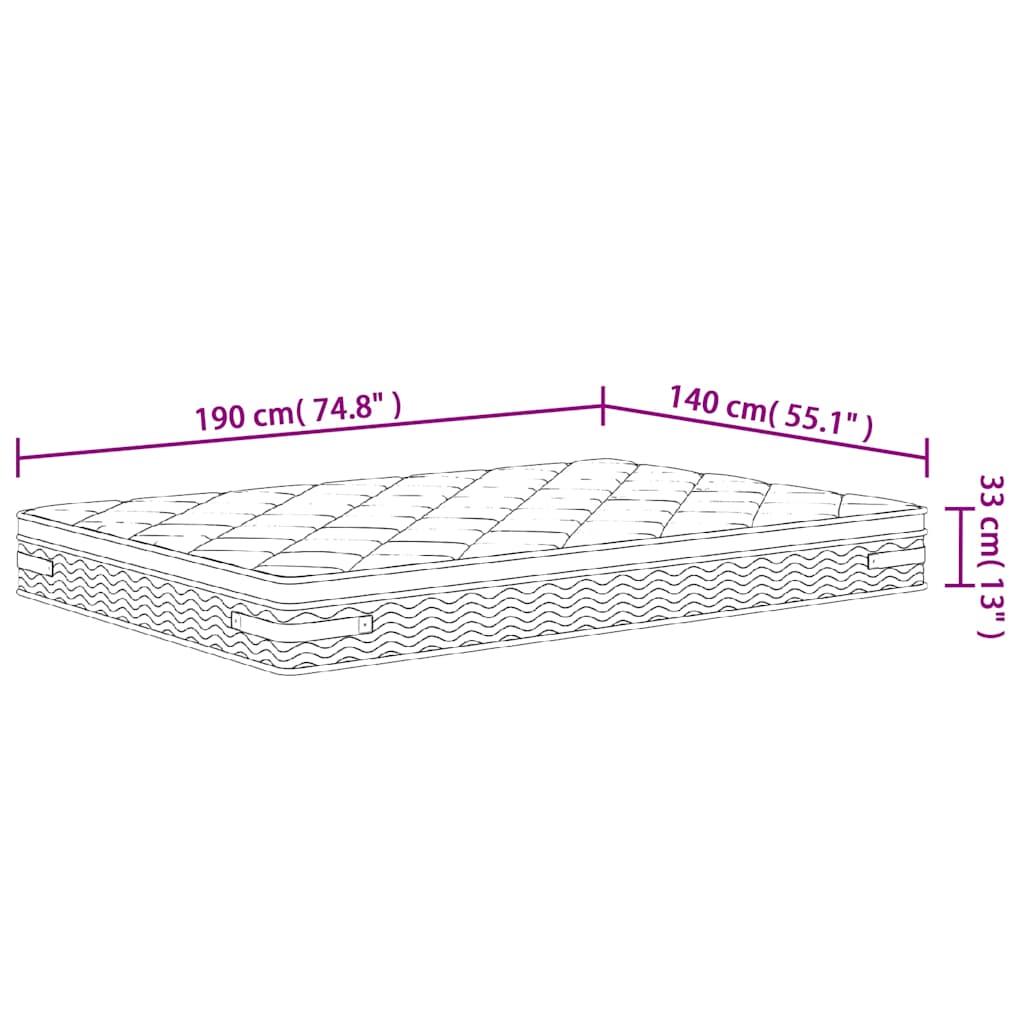 Pocketveringmatras Middelhard-Plus 140 x 190 cm