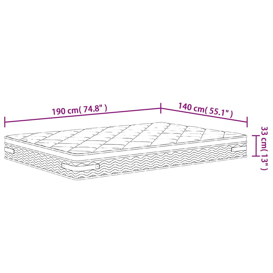 Pocketveringmatras Middelhard-Plus 140 x 190 cm