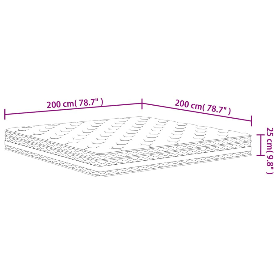 Pocketveringmatras Middelhard 200X200 Cm