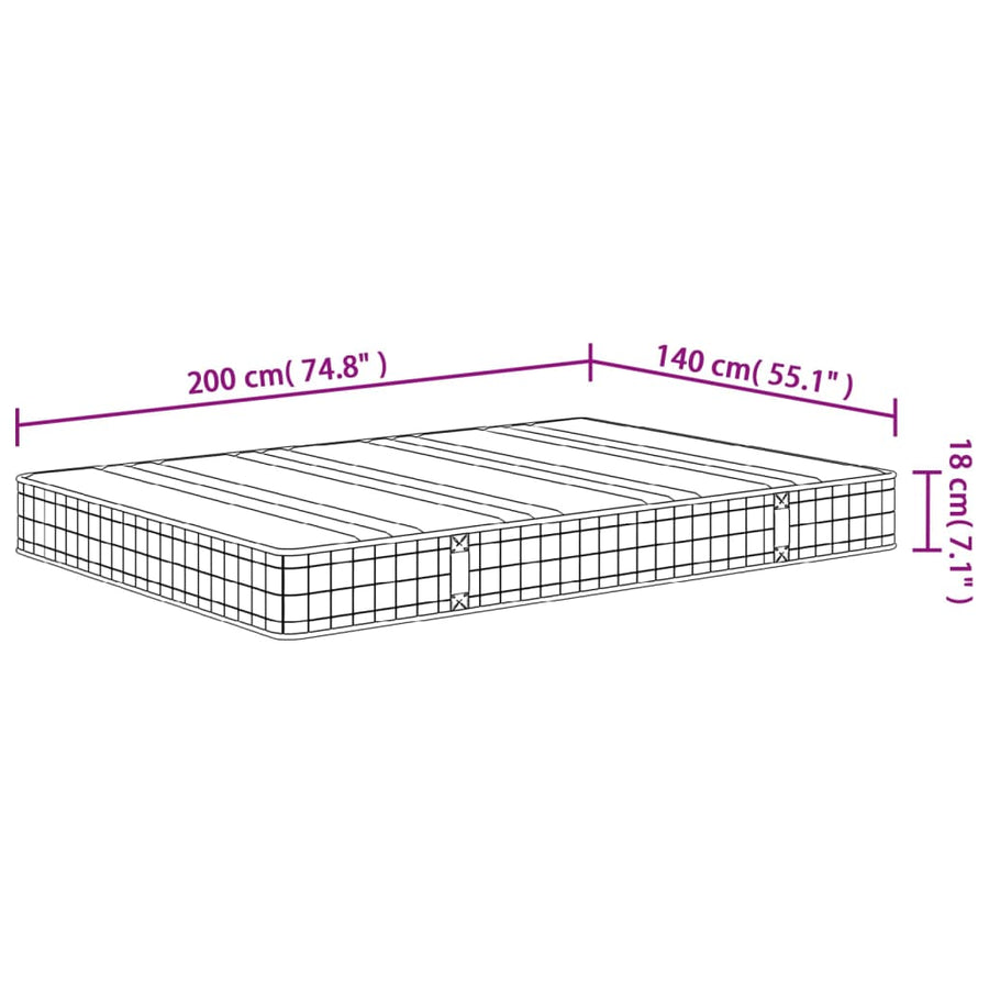 Binnenveringmatras Middelhard 140X200 Cm