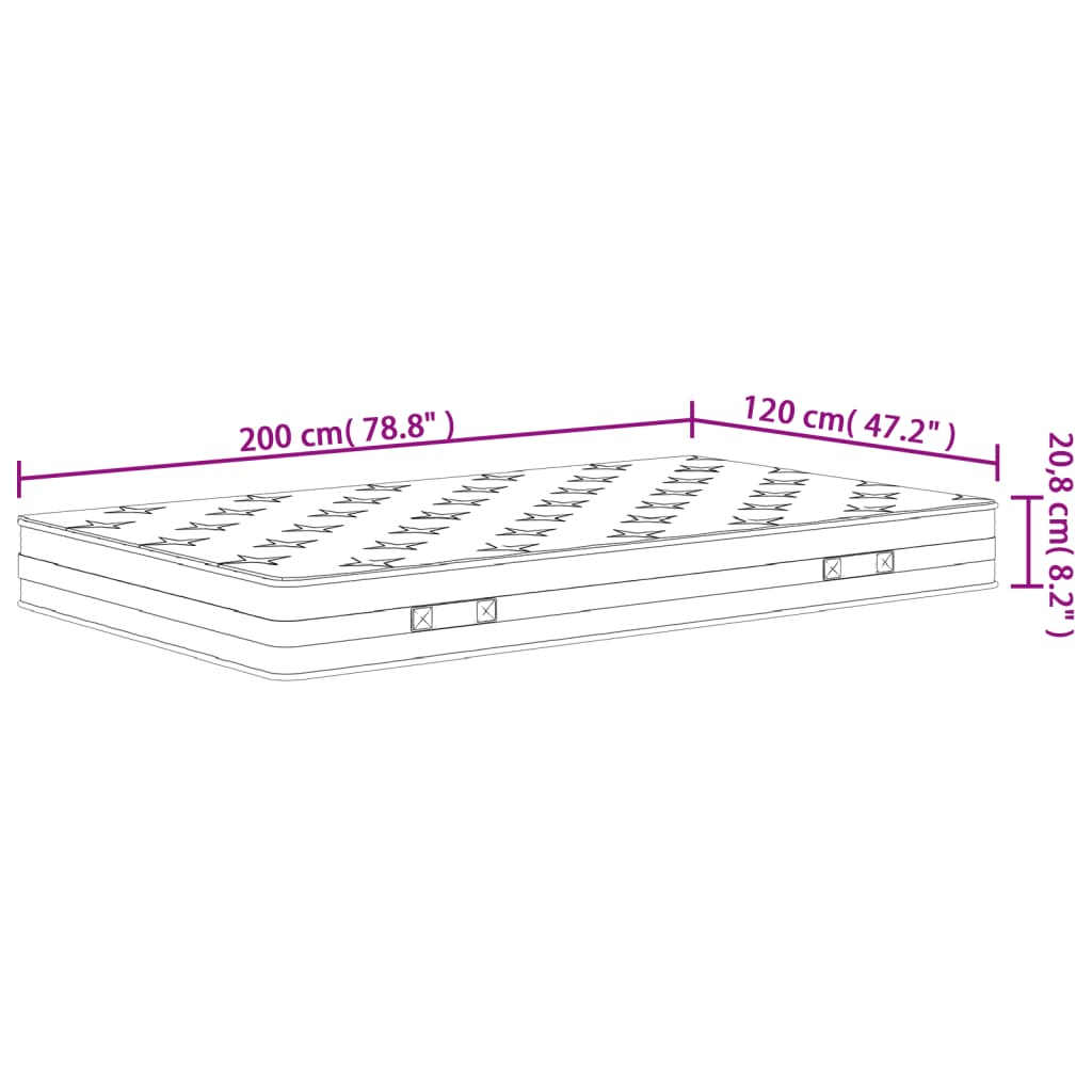 Binnenveringmatras Middelhard 120X200 Cm