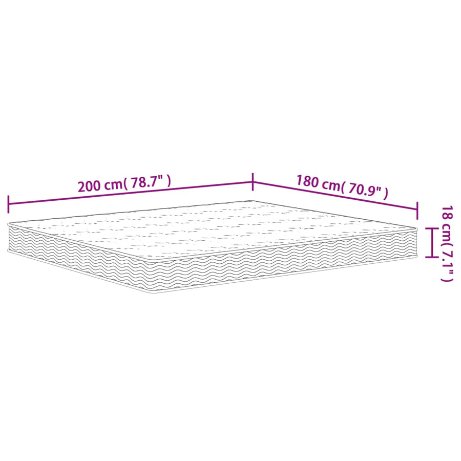 Binnenveringmatras Middelhard 180X200 Cm