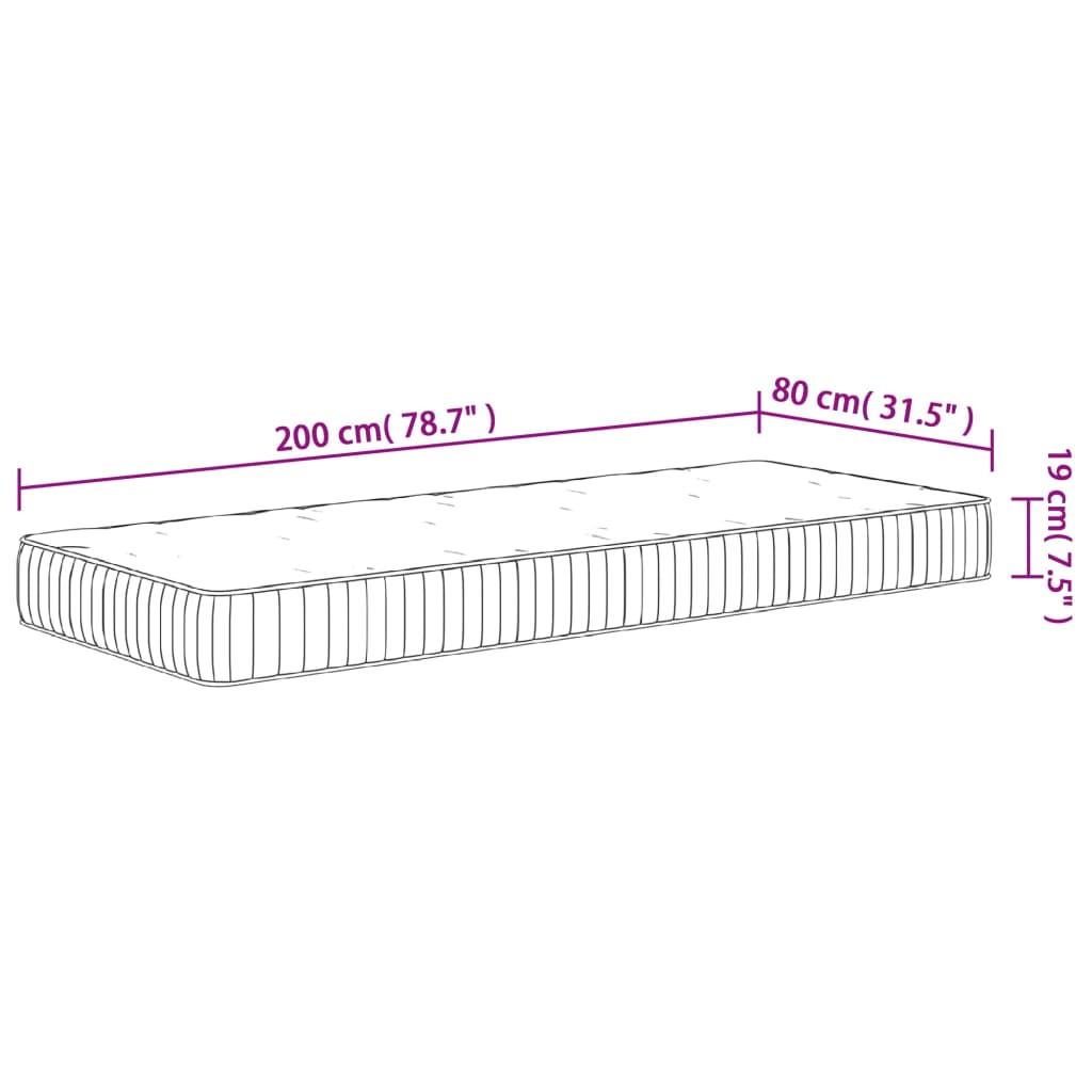 Pocketveringmatras Middelhard 80 x 200 cm