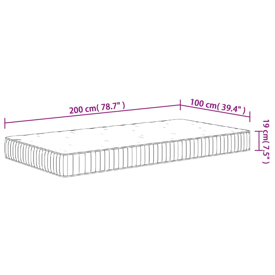Pocketveringmatras Middelhard 100 x 200 cm