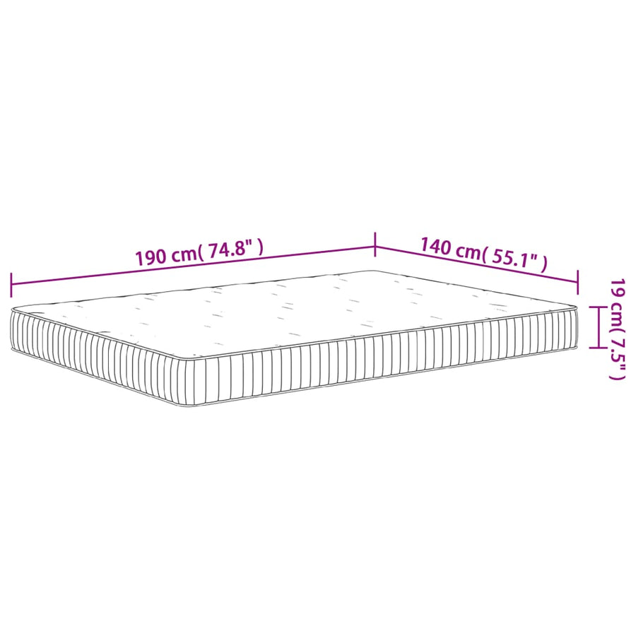 Pocketveringmatras Middelhard 140 x 190 cm
