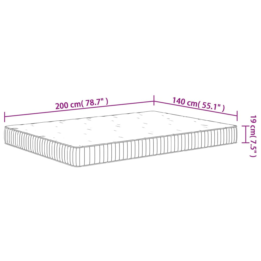 Pocketveringmatras Middelhard 140 x 200 cm
