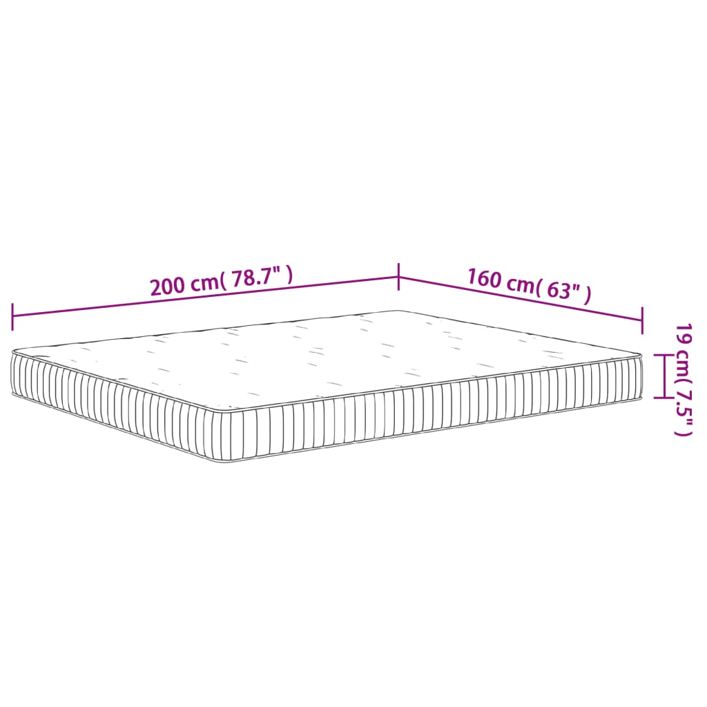 Pocketveringmatras Middelhard 160 x 200 cm
