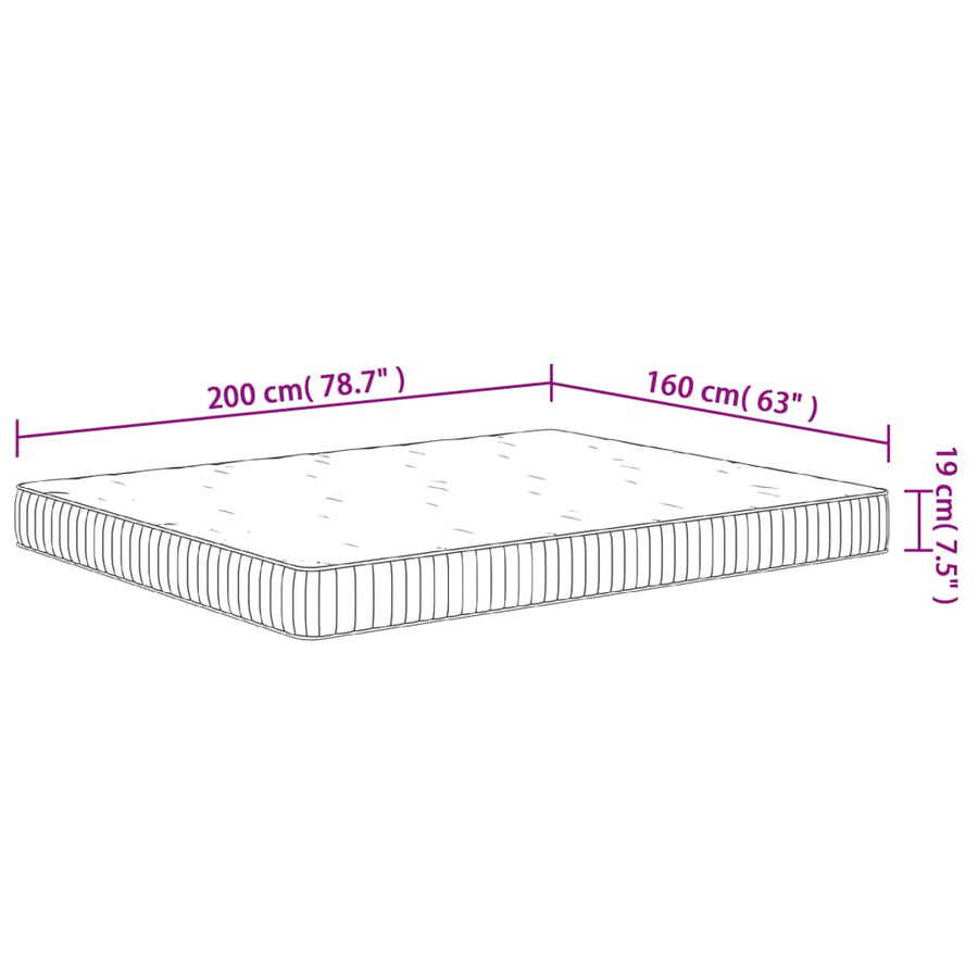 Pocketveringmatras Middelhard 160 x 200 cm