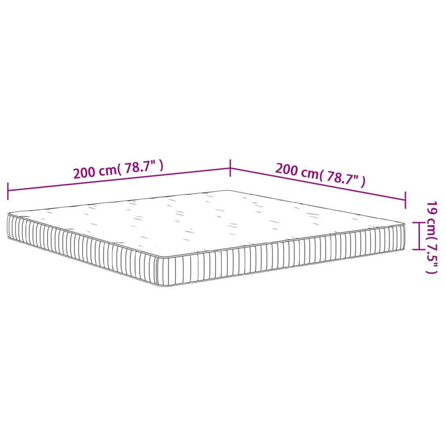 Pocketveringmatras Middelhard 200 x 200 cm