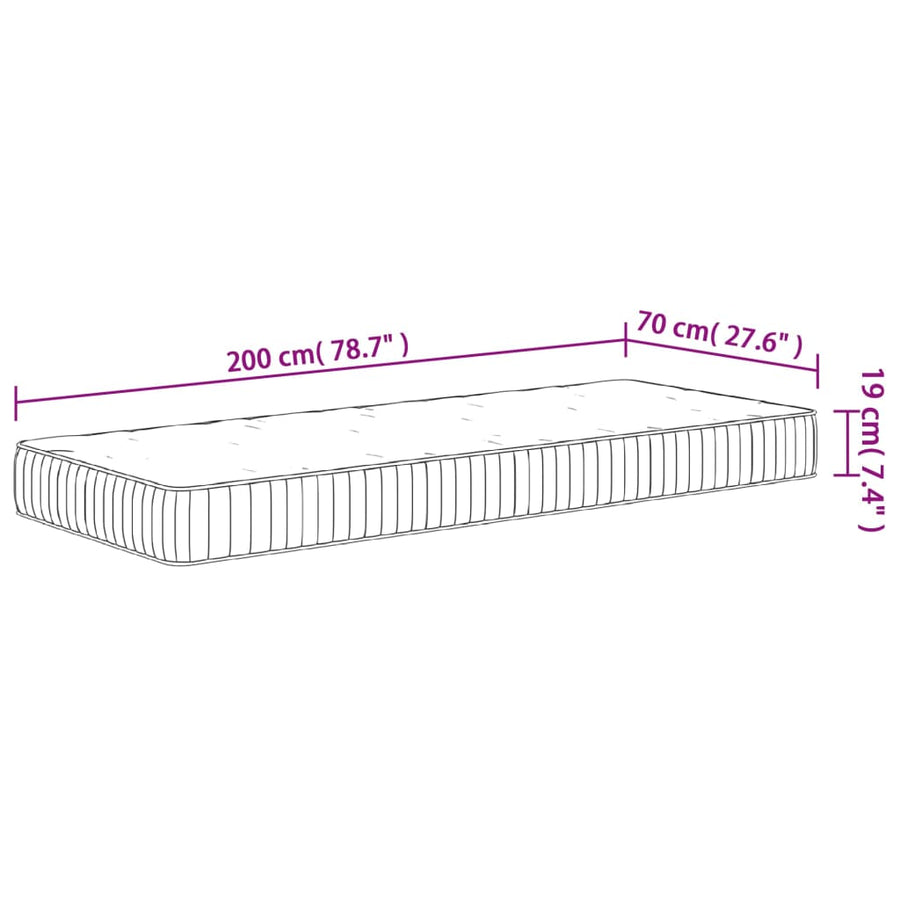 Pocketveringmatras Middelhard 70 x 200 cm