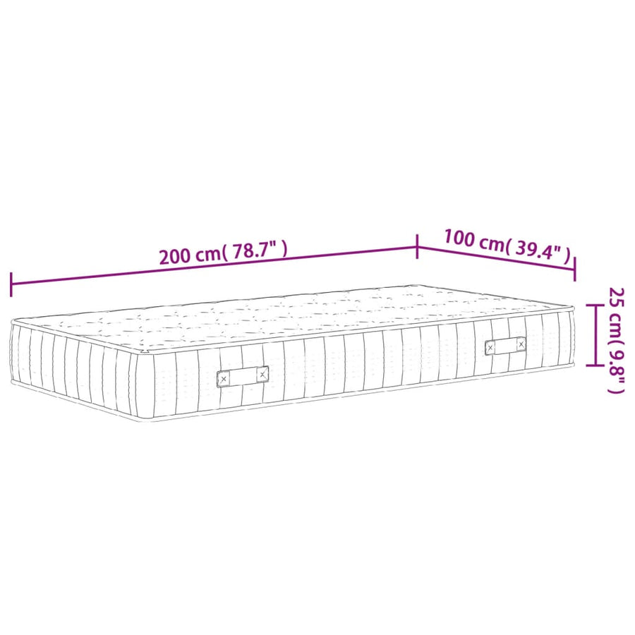 Pocketveringmatras Middelhard-Hard 100 x 200 cm