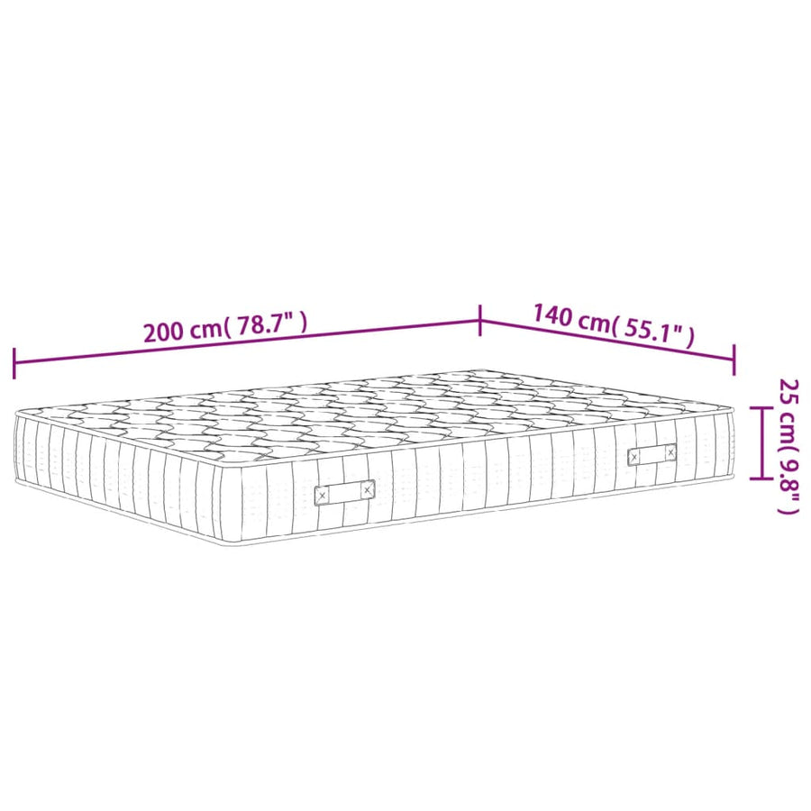 Pocketveringmatras Middelhard-Hard 140 x 200 cm