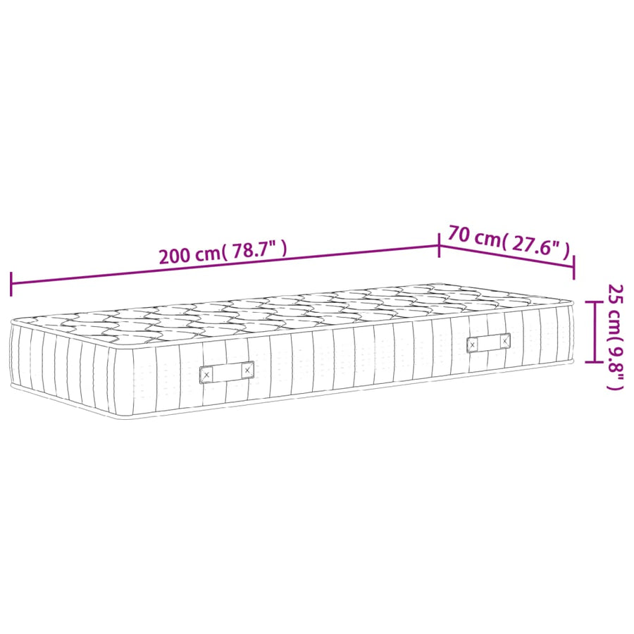 Pocketveringmatras Middelhard-Hard 70 x 200 cm