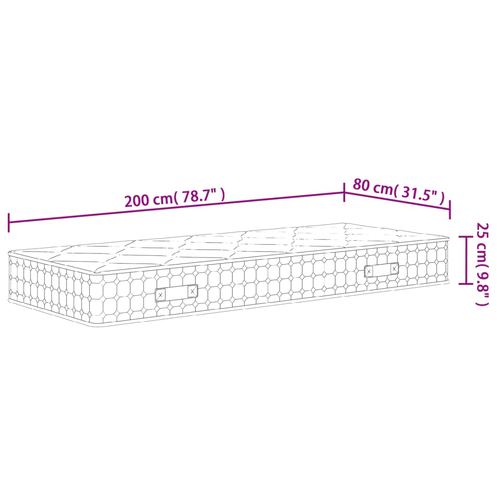 Pocketveringmatras middelhard-hard 80x200 cm